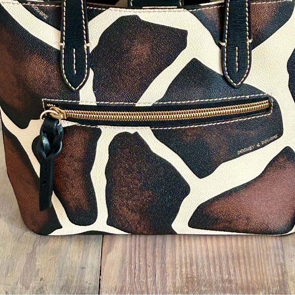 Dooney & Bourke Brown, Black & Cream Giraffe Print Small Tote - Picture 2 of 12